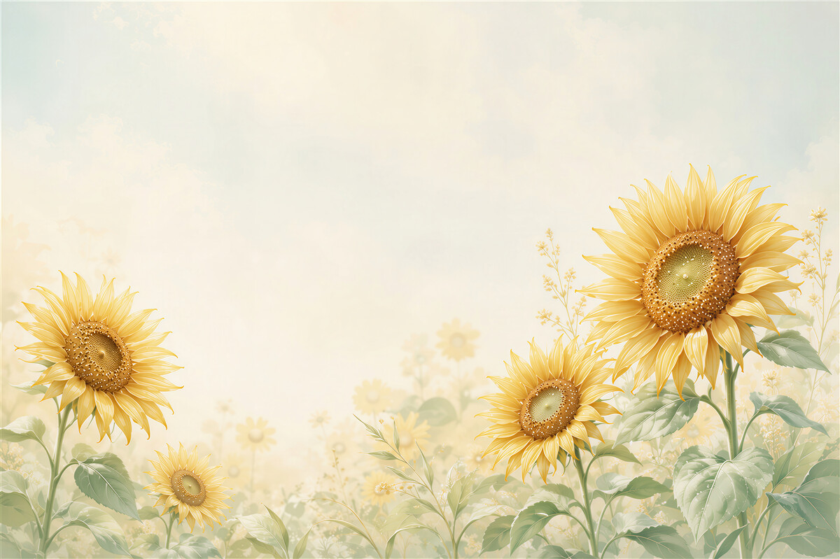 Fotobehang gele zonnebloemen op lichte achtergrond voor de keuken en woonkamer
