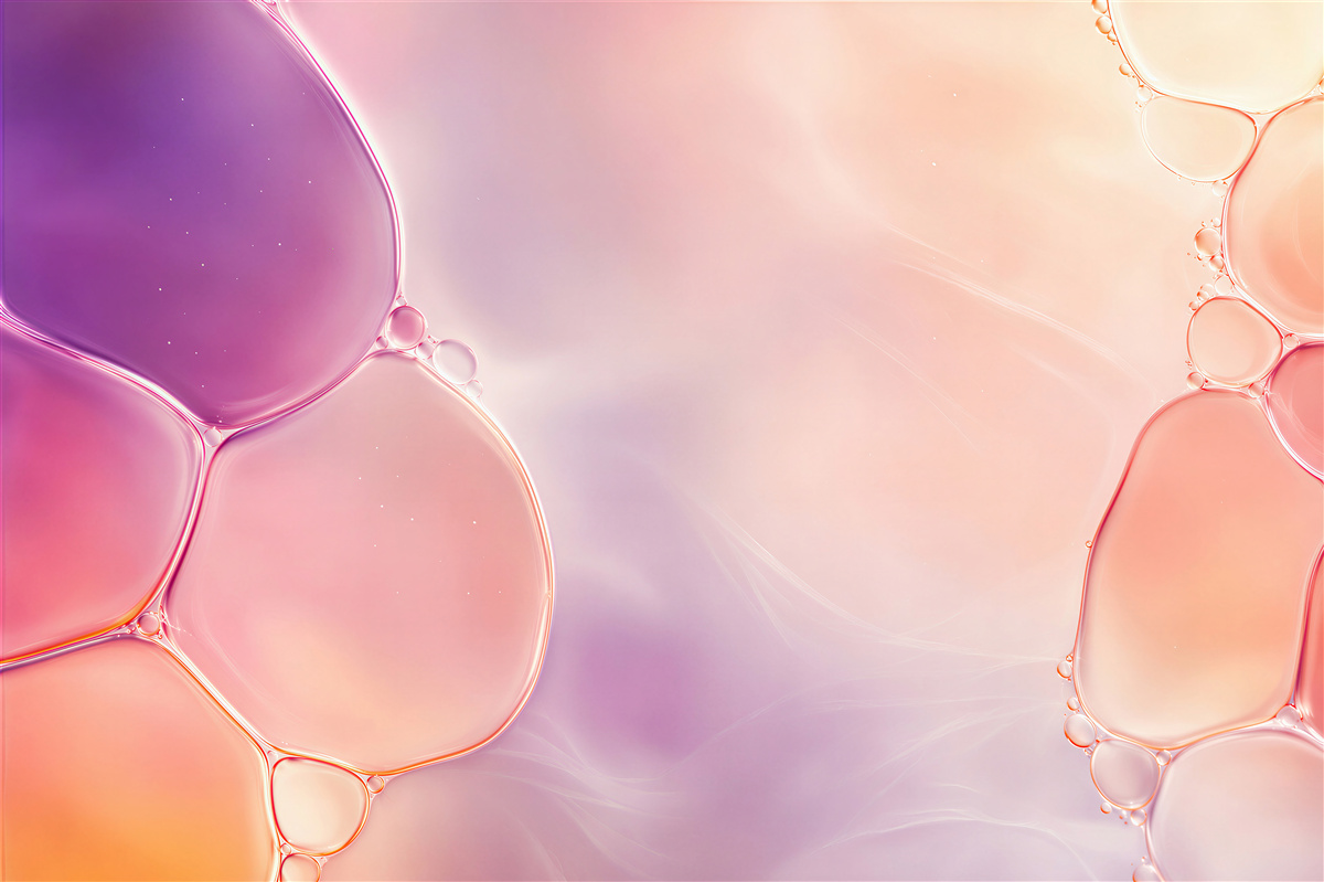 Fotobehang abstracte bubbels in pastelroze en paars modern