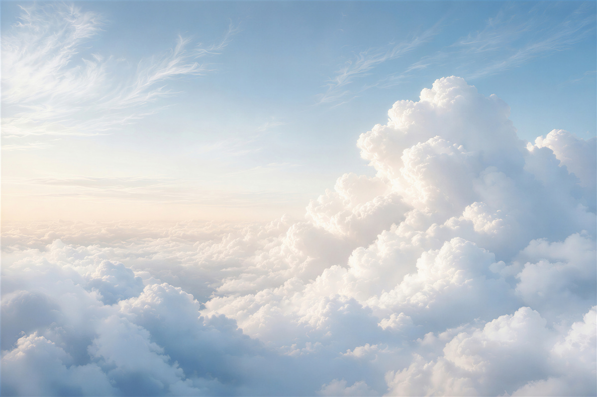 Fotobehang wolken in een subtiele blauwe lucht ontspannend