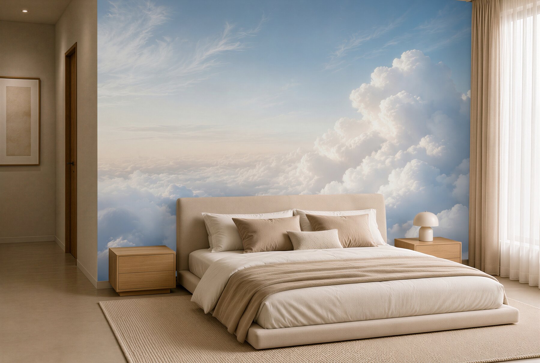Fotobehang wolken in een subtiele blauwe lucht ontspannend