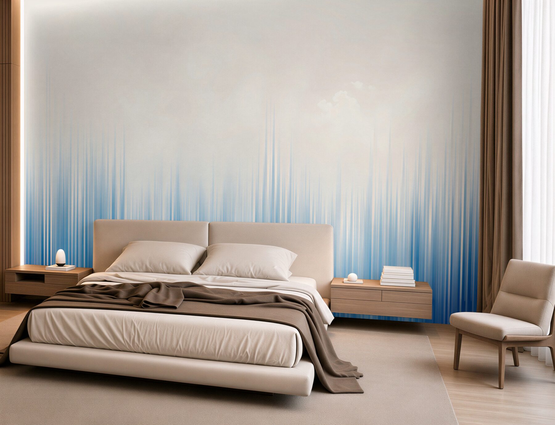 Fotobehang abstracte blauwe lichtstrepen moderne gradient