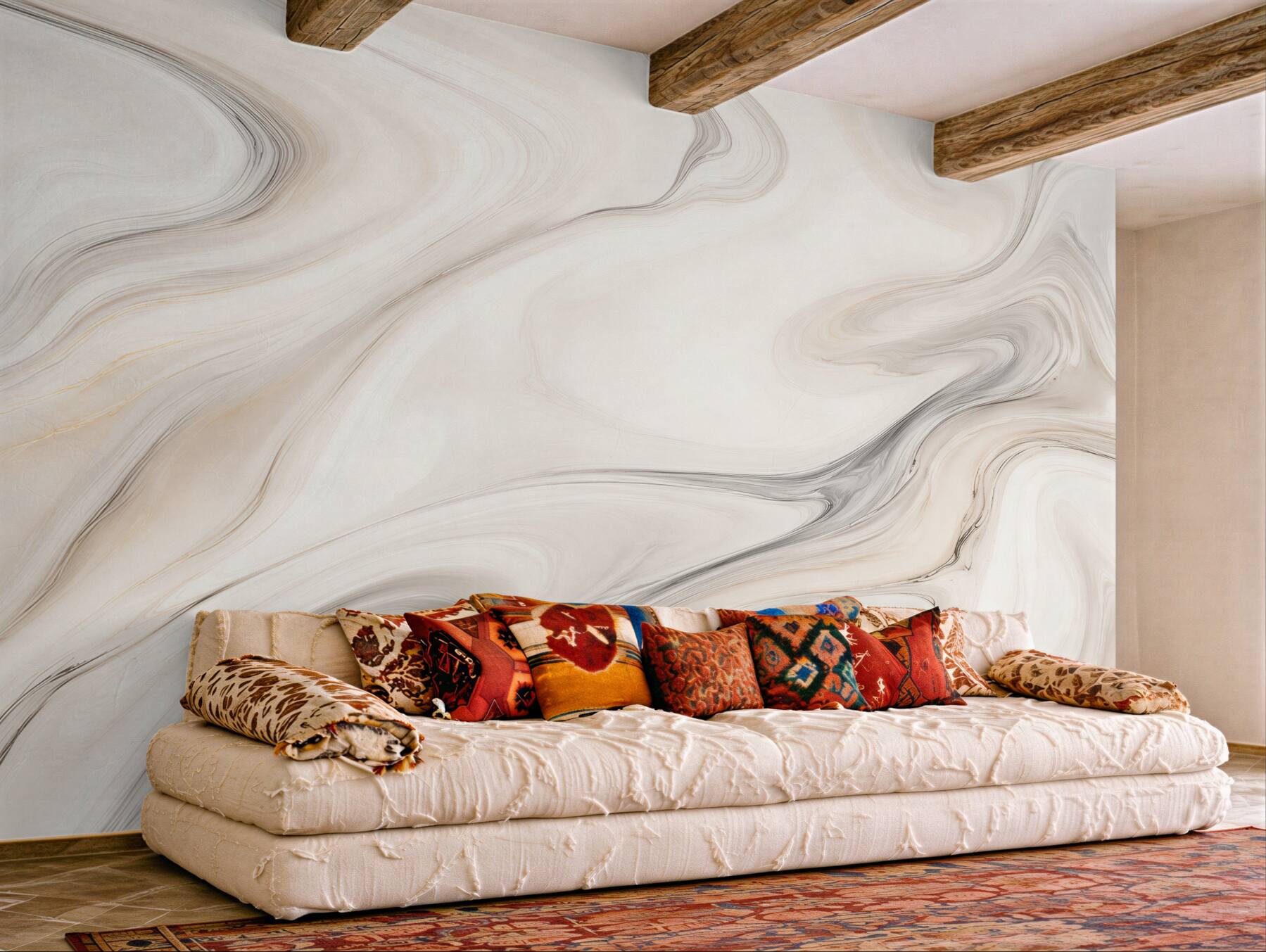 Fotobehang marmer crème met grijze aderen moderne abstractie