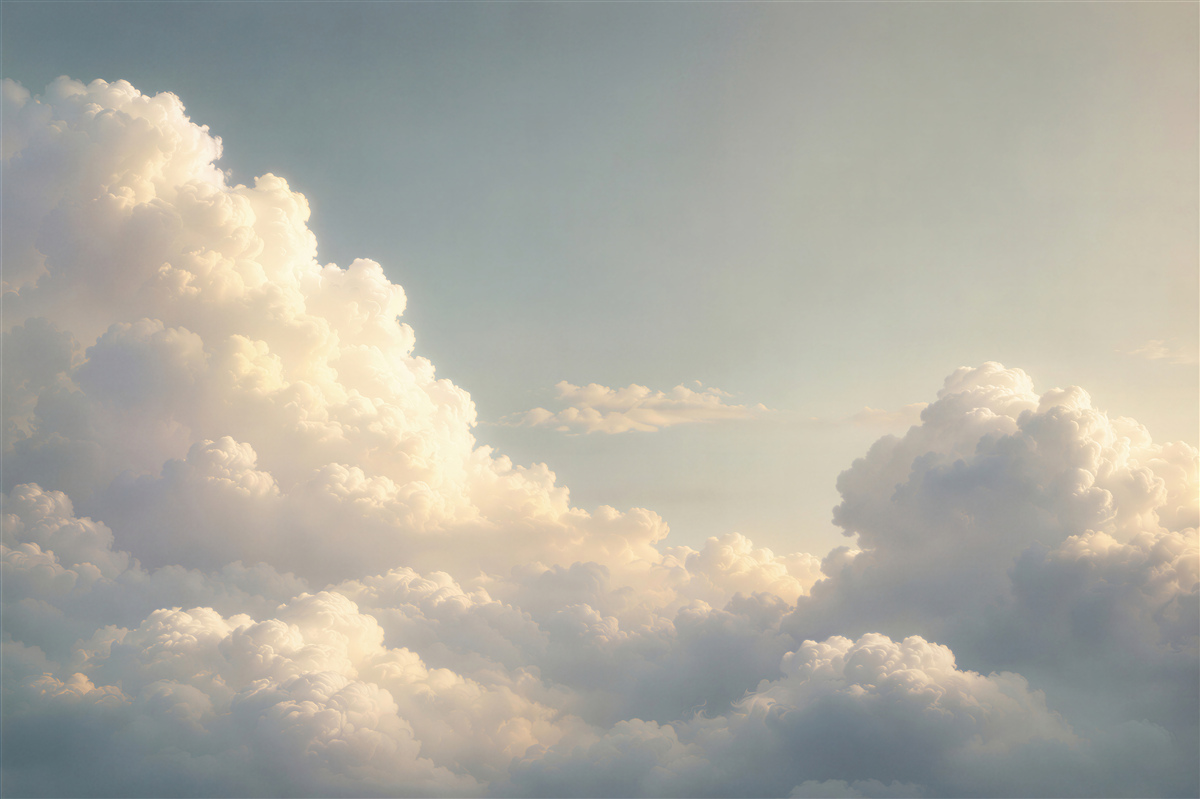 Fotobehang wolken in de zonnestralen helder en ontspannend voor de woonkamer