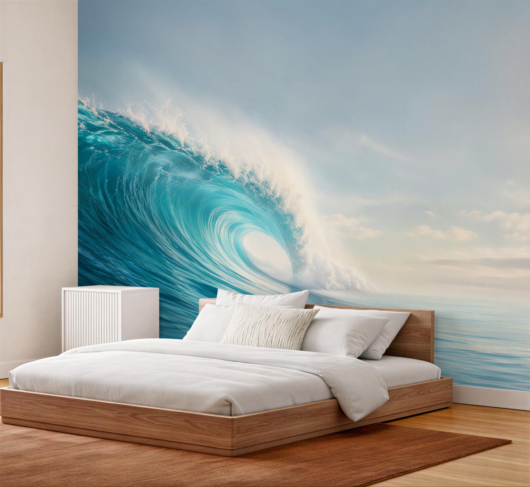 Fotobehang turquoise oceaangolf bij zonsopgang rustig