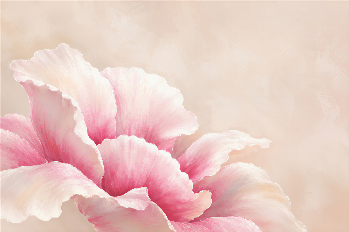 Fotobehang roze 3D-bloem op een beige achtergrond delicaat elegant