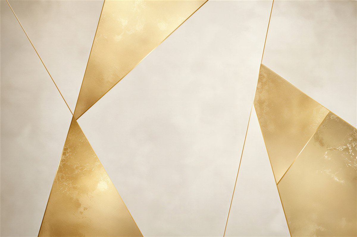 Fotobehang geometrische abstractie wit en goud modern elegant