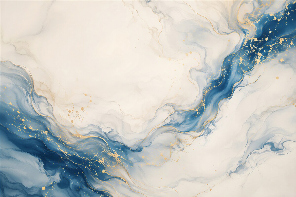 Fotobehang abstracte blauwe en gouden marmer op lichte achtergrond modern