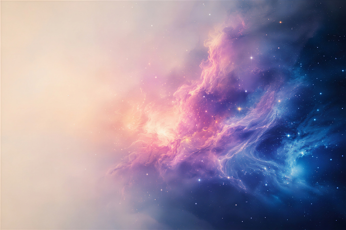 Fotobehang pastelkleurige kosmische nevel met sterren voor een modern interieur