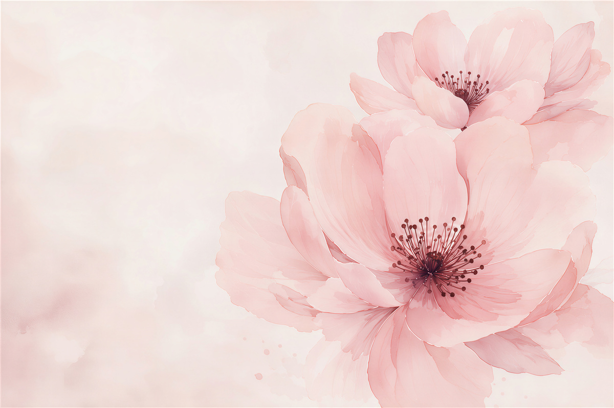 Fotobehang delicate roze aquarel bloemen voor de slaapkamer