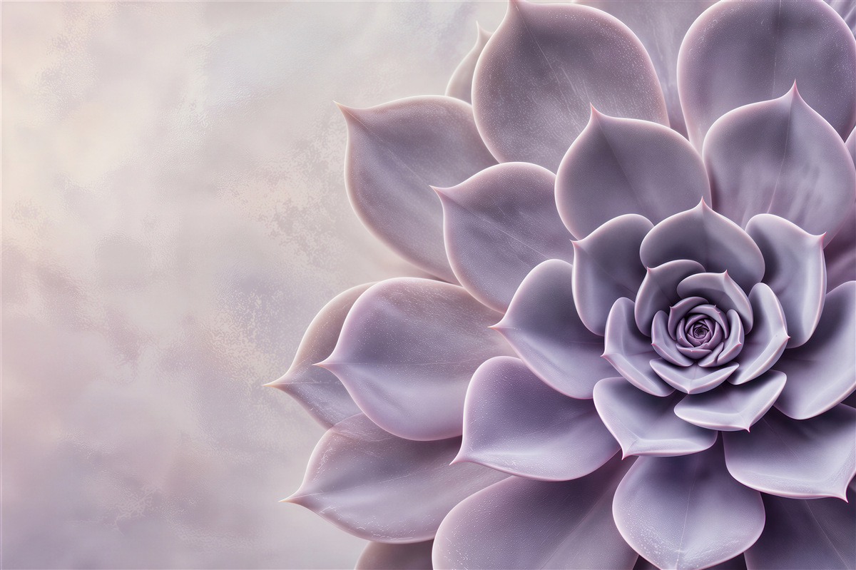 Fotobehang paarse succulent macro op lichte pastel achtergrond
