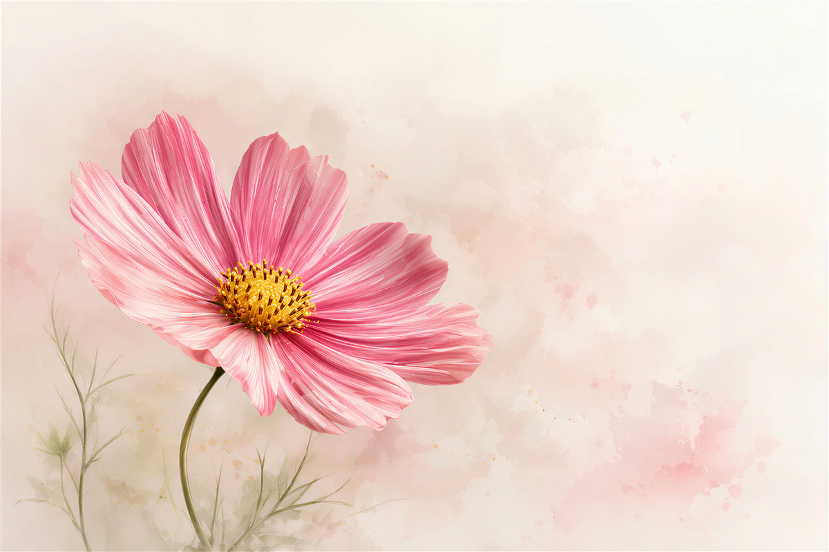 Fotobehang delicate roze kosmosbloem op lichte achtergrond