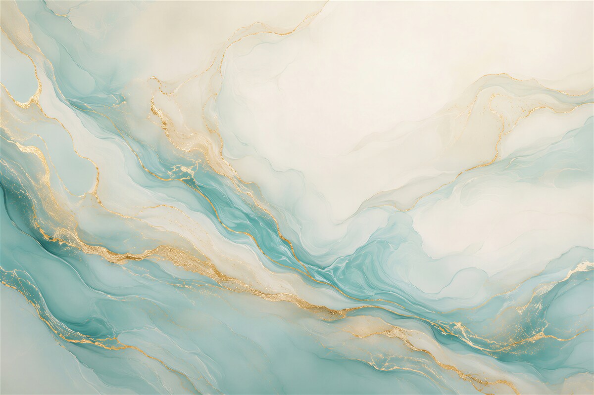 Fotobehang turkoois marmer met gouden aderen elegante abstractie
