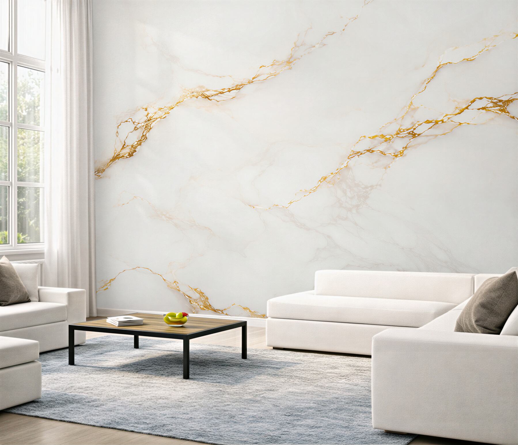 Fotobehang witte marmer met gouden aderen elegant voor een modern interieur