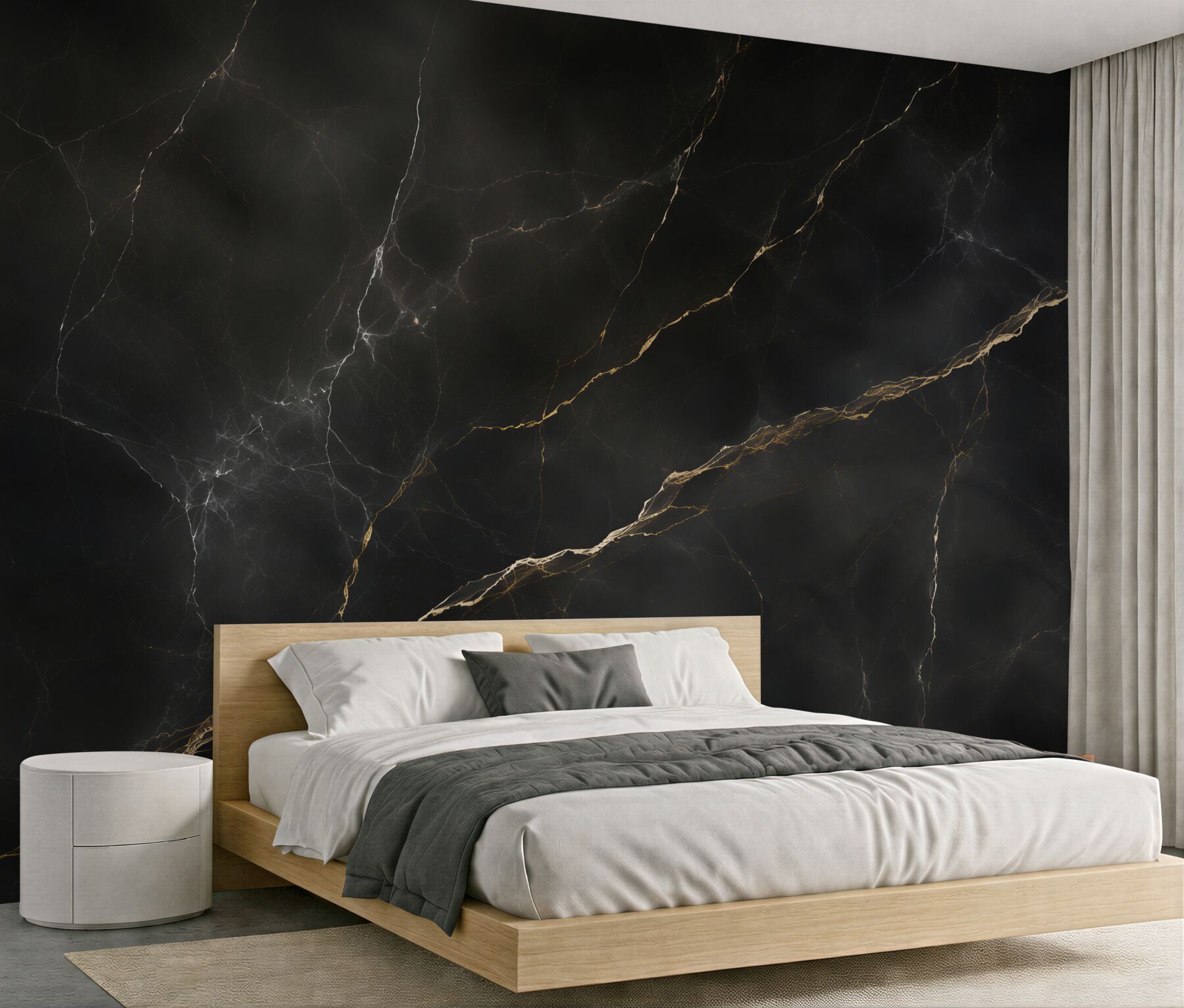 Fotobehang zwarte marmer met gouden aderen elegant voor een modern interieur