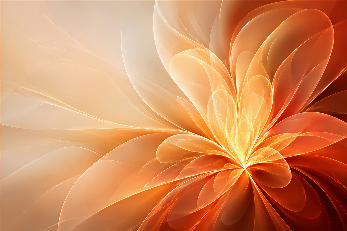 Fotobehang abstracte bloem stralend oranje modern