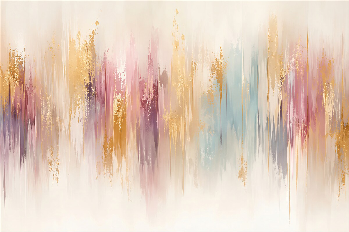 Fotobehang abstracte pastelstrepen met gouden accenten voor een modern interieur