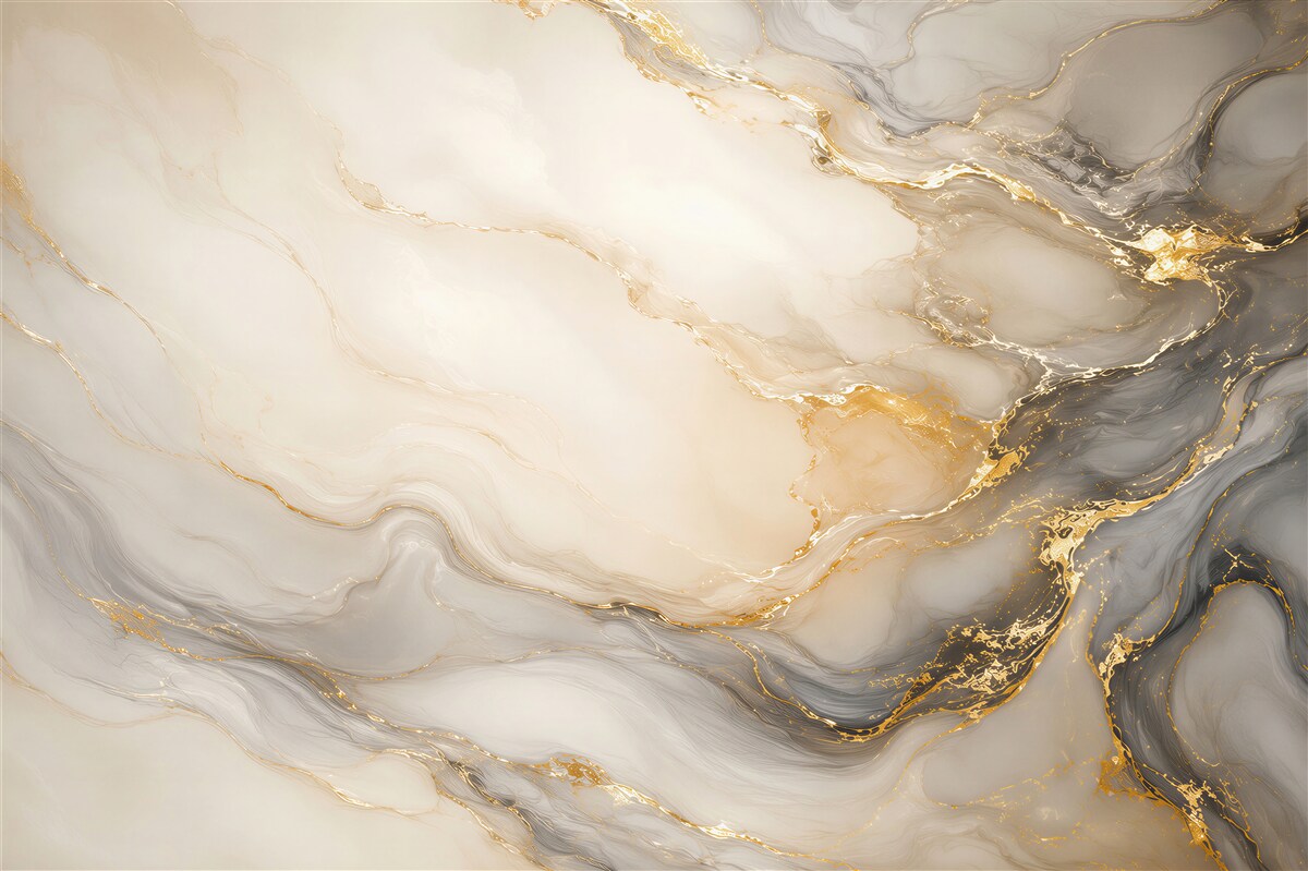 Fotobehang abstracte marmer wit grijs met gouden aderen
