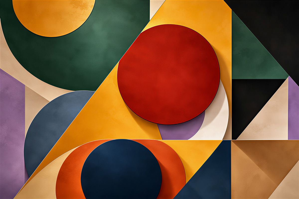 Fotobehang geometrische abstractie met kleurrijke cirkels modern