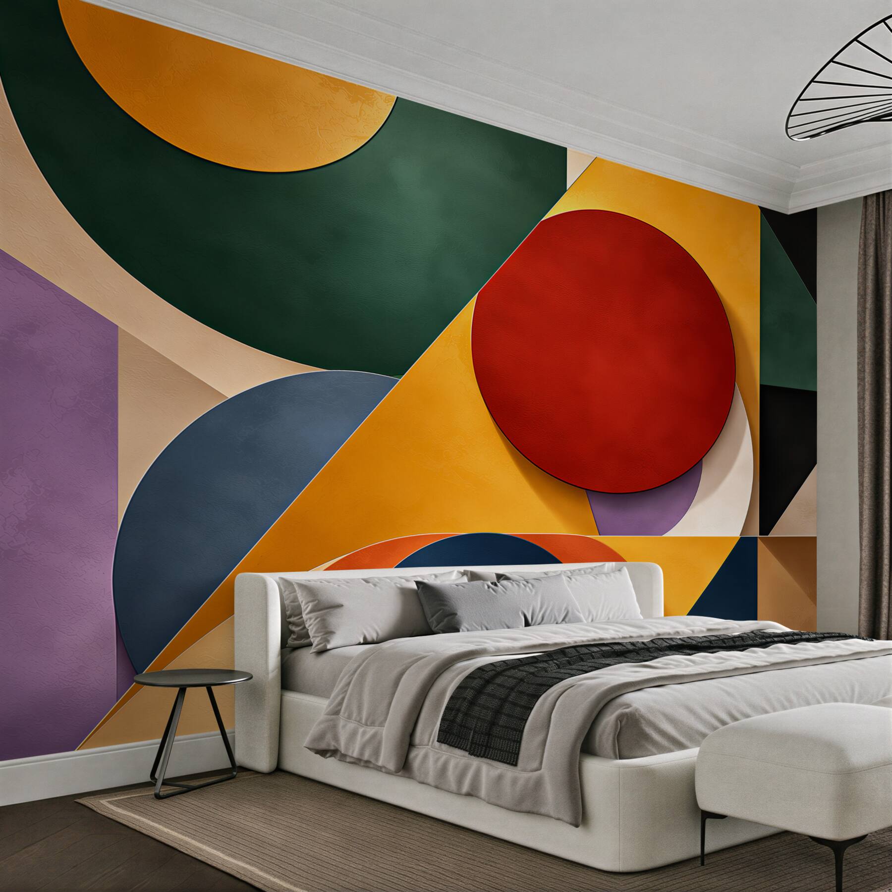 Fotobehang geometrische abstractie met kleurrijke cirkels modern