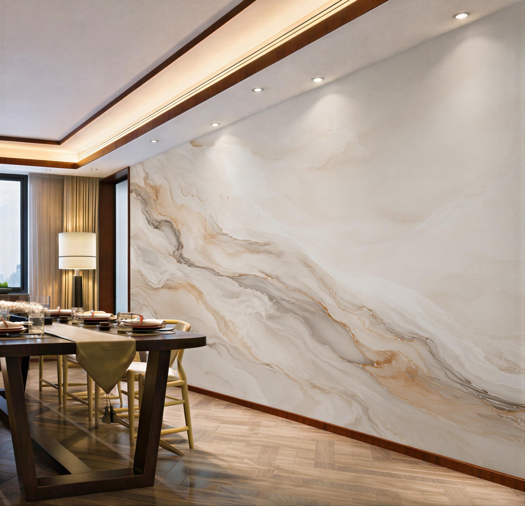 Fotobehang beige marmer met gouden aderen elegant voor de woonkamer