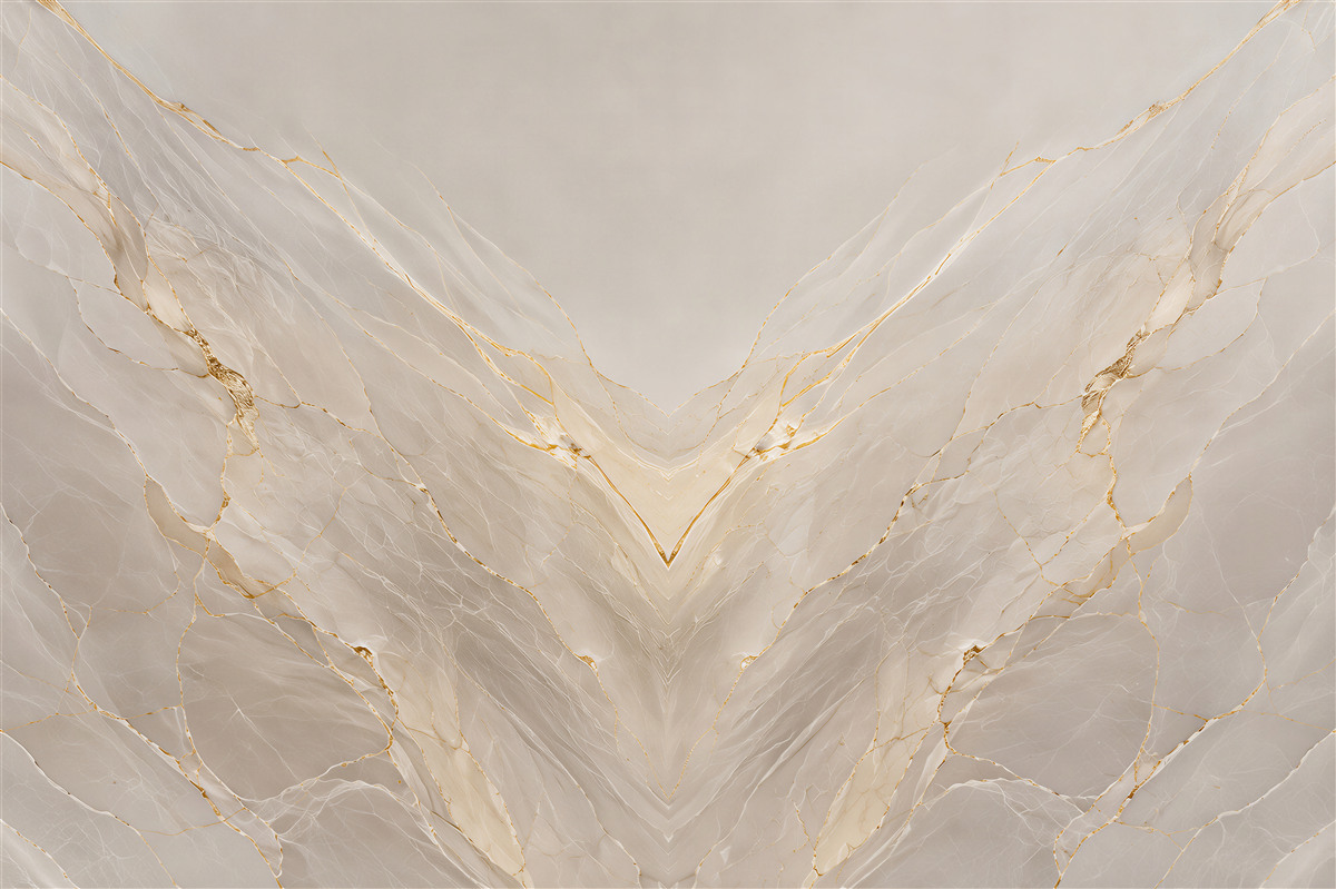 Fotobehang lichte symmetrische marmer met gouden aderen modern