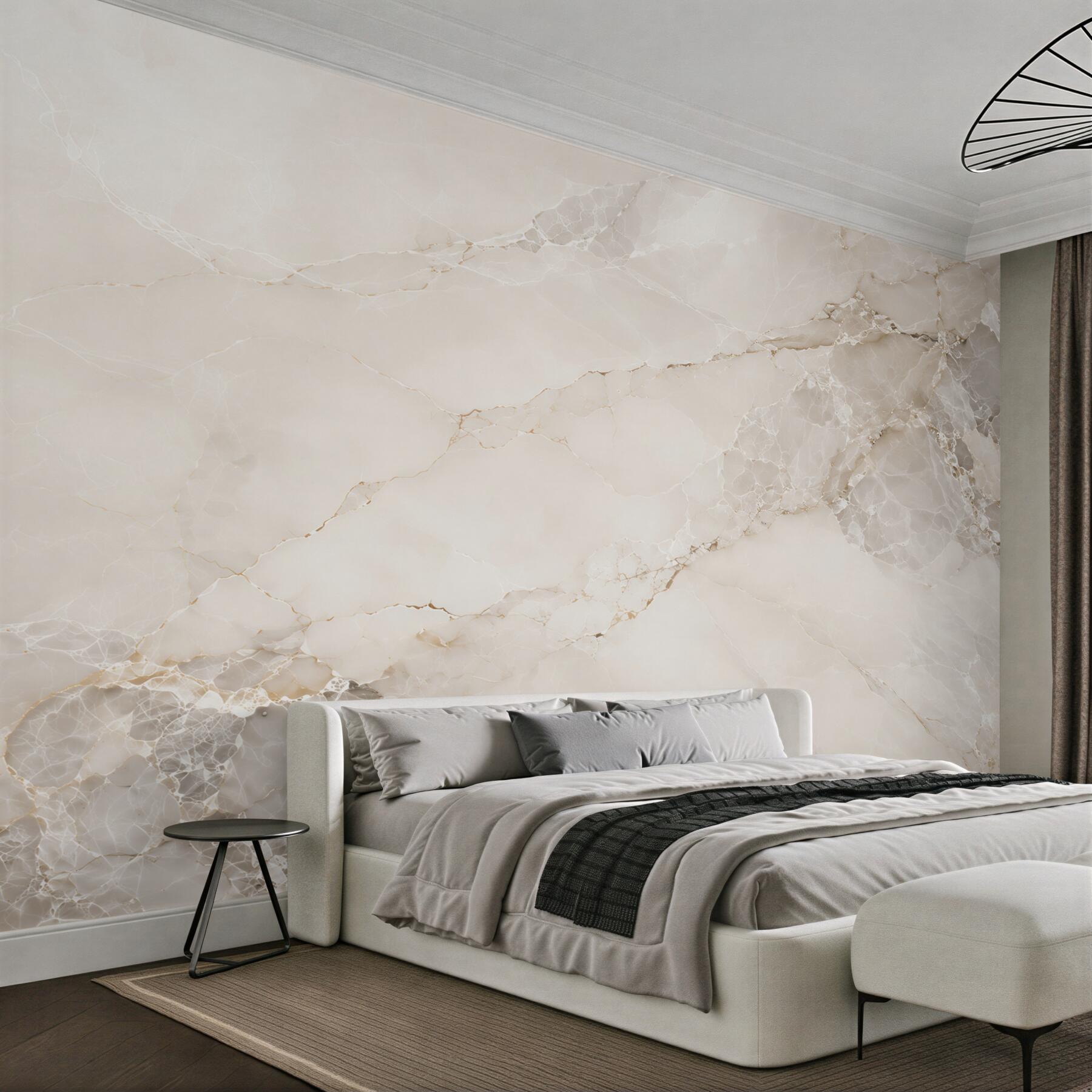 Fotobehang crème marmer met gouden aderen elegant voor de woonkamer