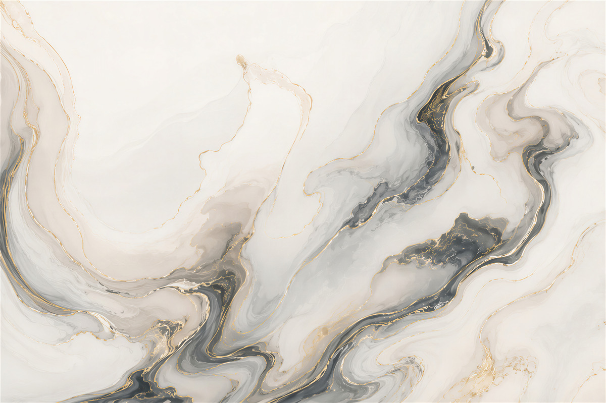 Fotobehang elegante abstracte marmer wit grijs met gouden aderen