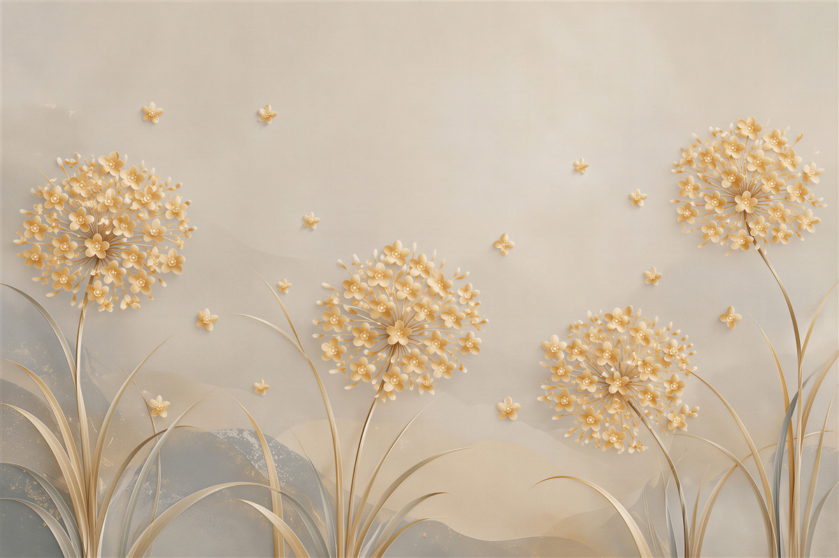 Fotobehang sierknoflook goud en beige elegant