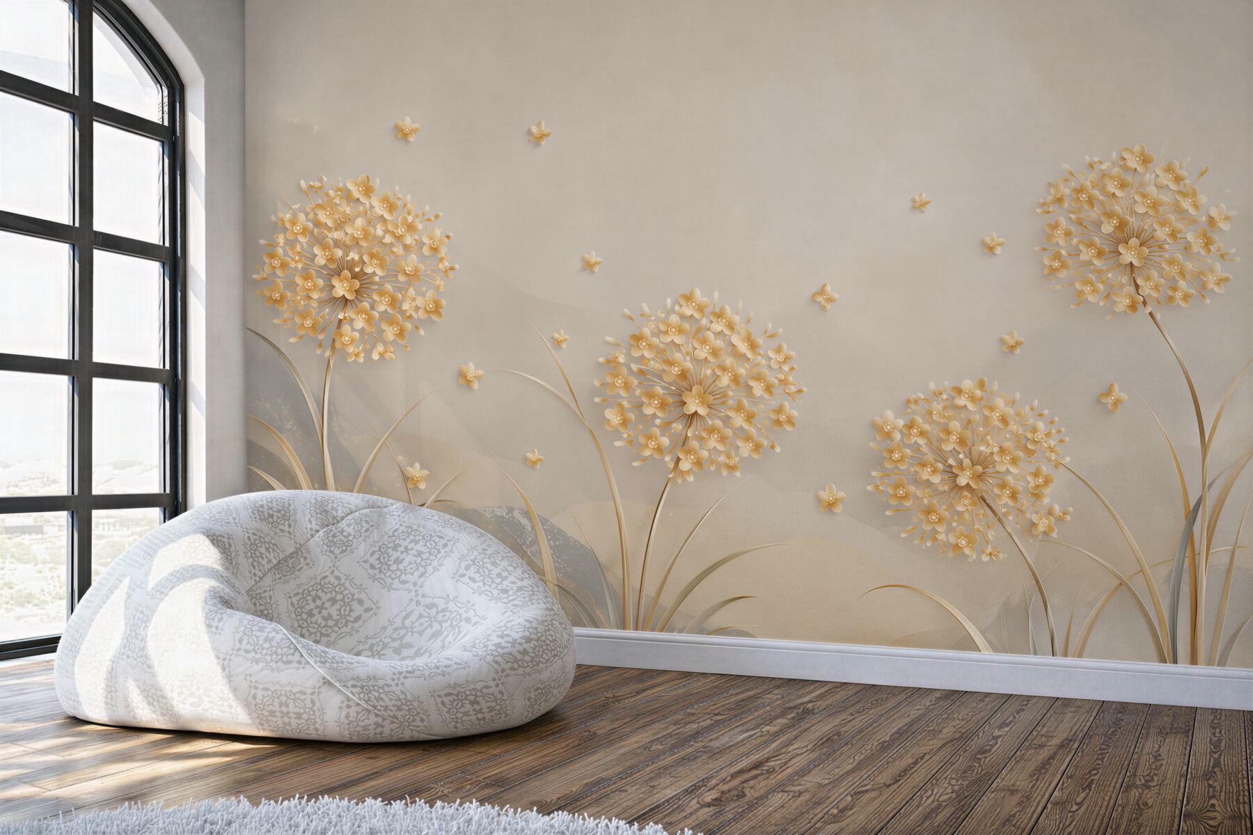 Fotobehang sierknoflook goud en beige elegant