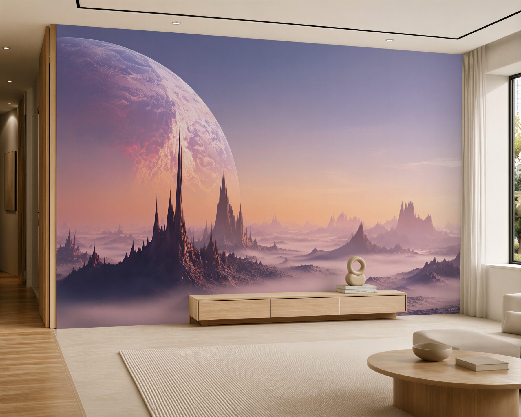 Fotobehang buitenaardse landschap en ruimte