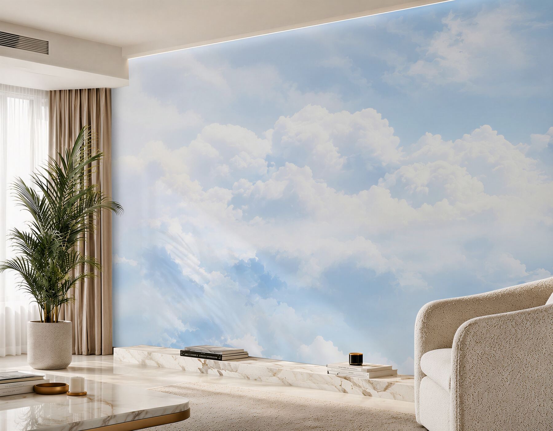 Fotobehang blauwe lucht die zich voorbereidt op regen