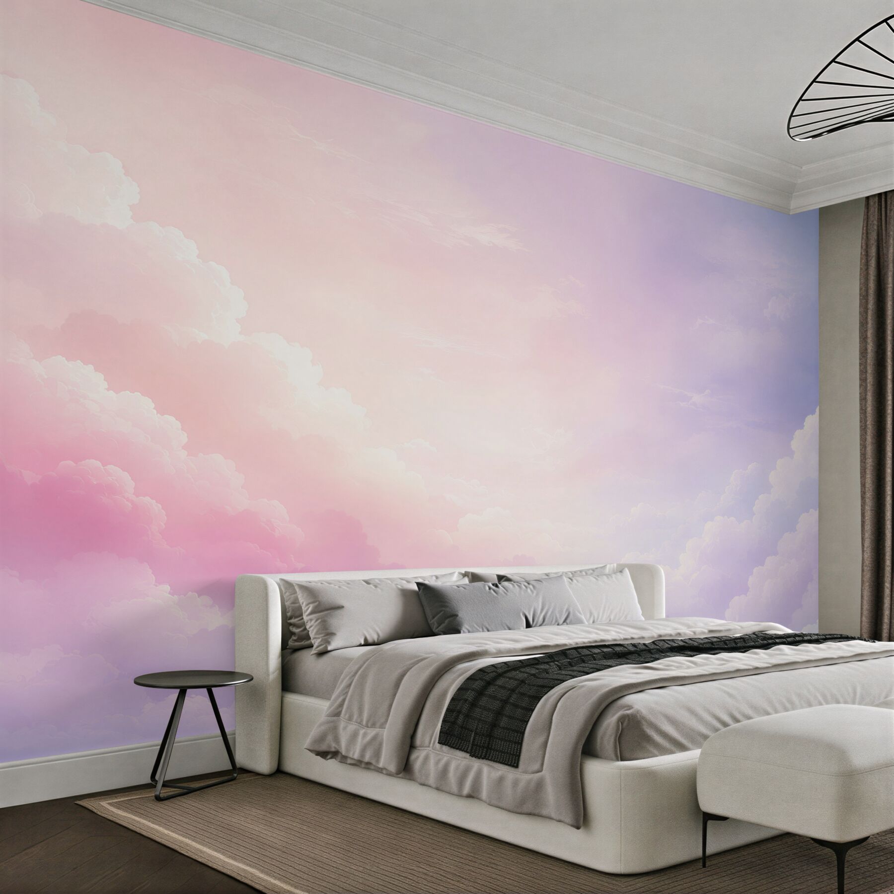 Fotobehang heldere roze en blauwe abstracte lucht