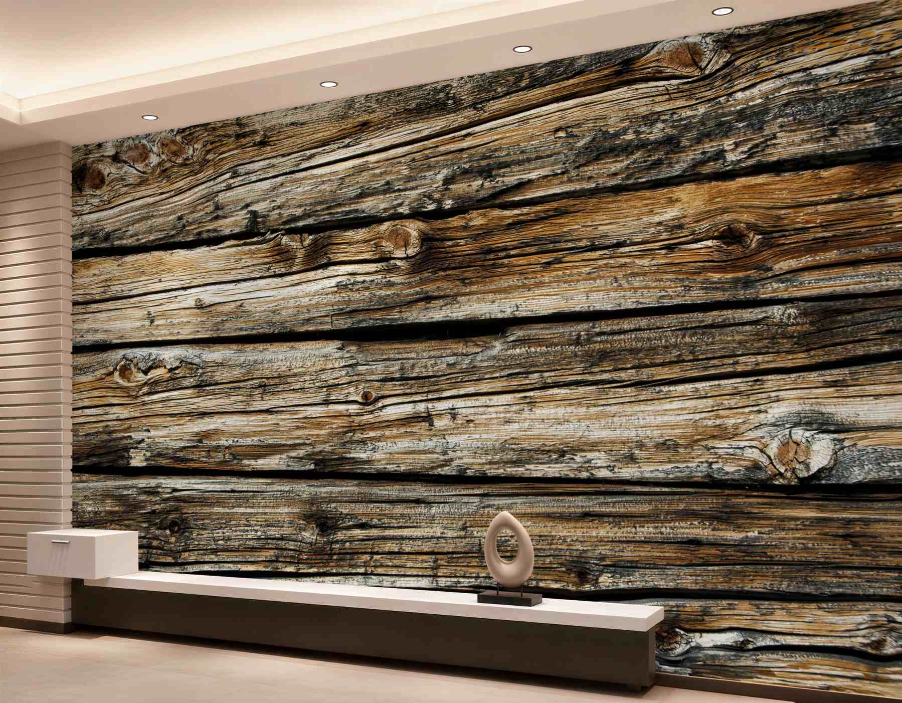 Fotobehang retro plank van echt hout
