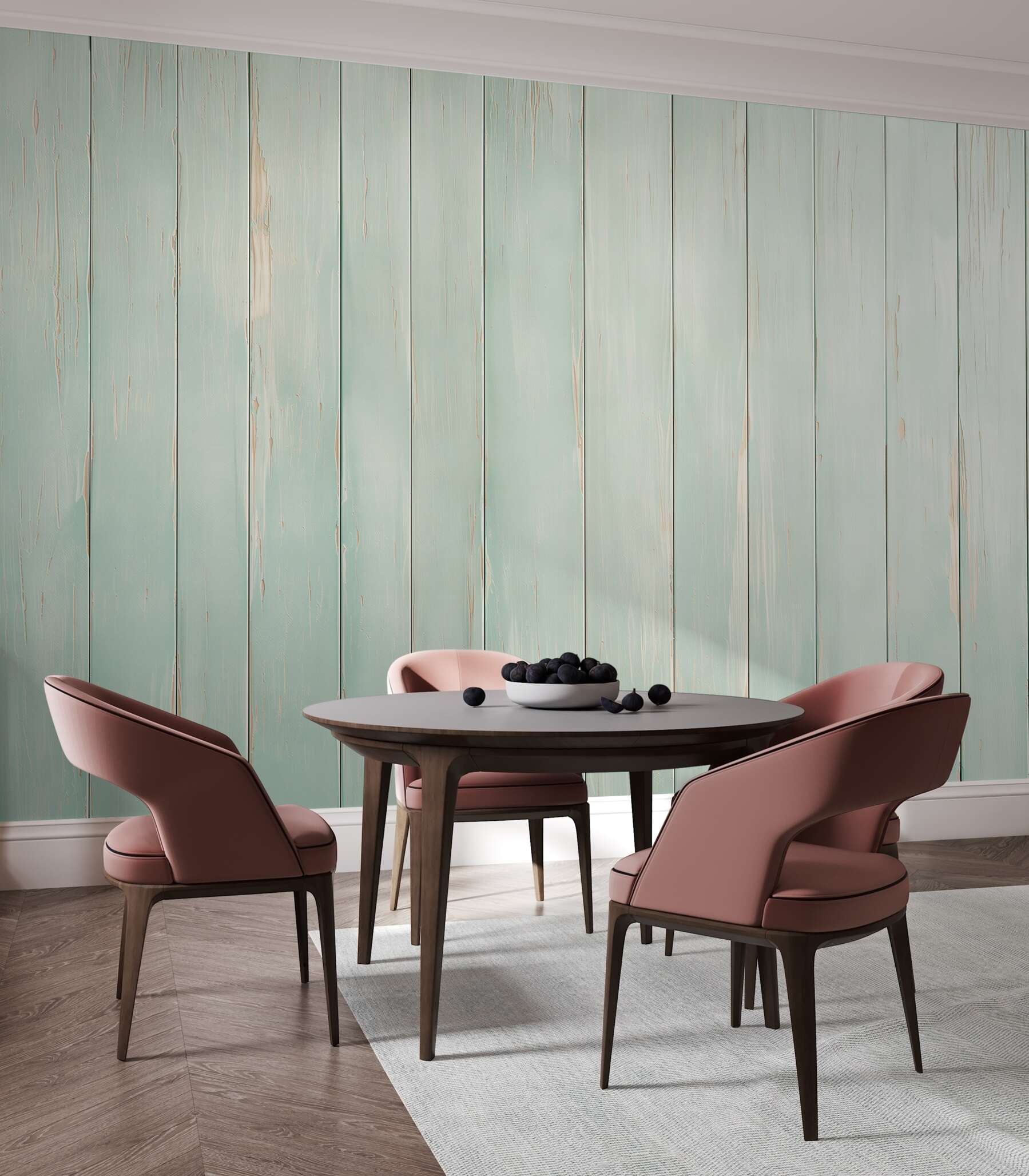 Fotobehang oude geschilderde planken van munt hout