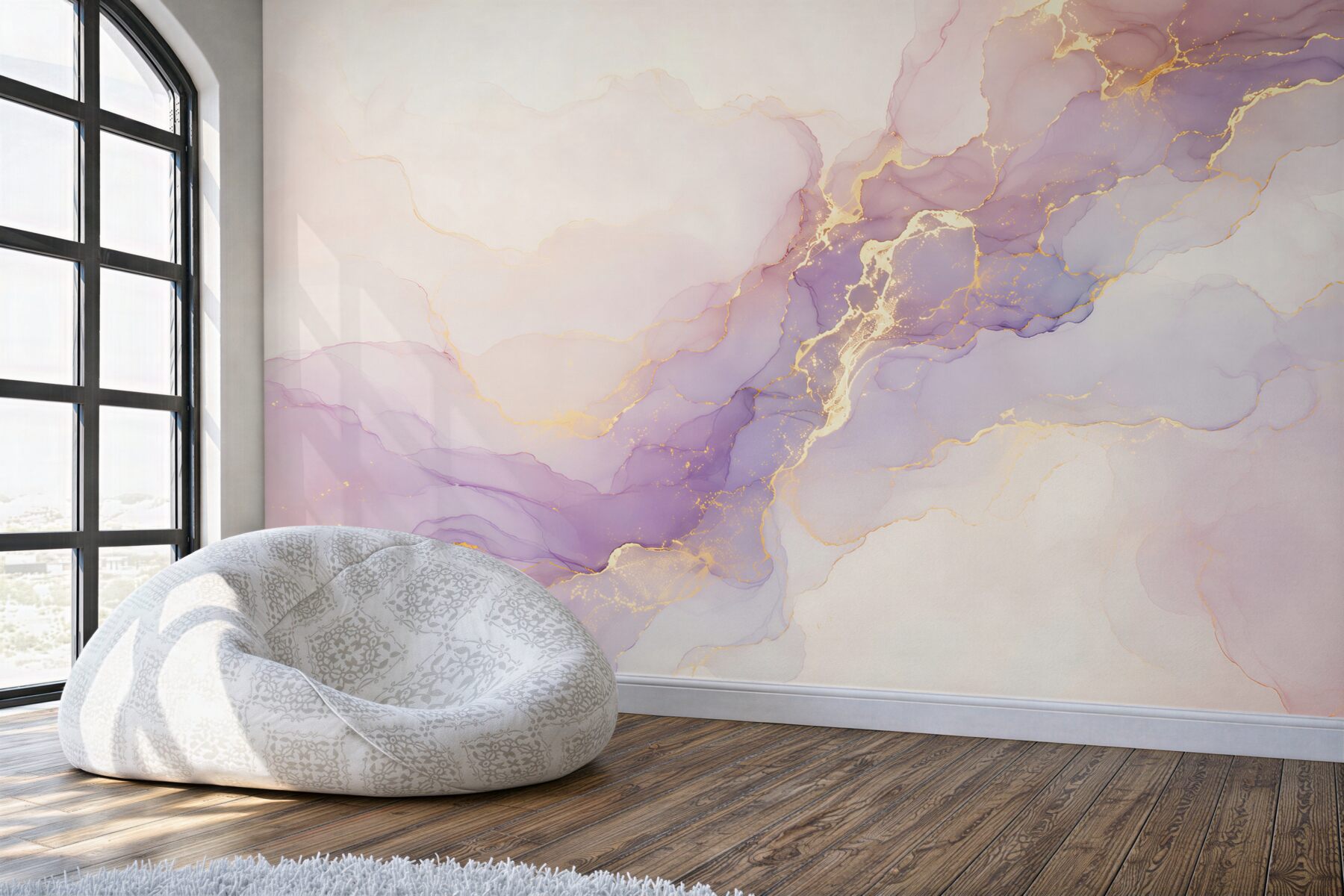 Fotobehang vloeibaar lila met goud