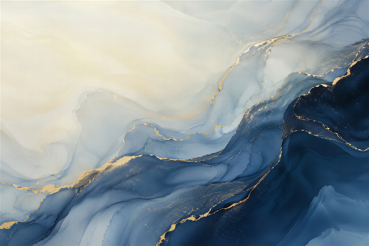 Fotobehang blauw-gouden stof