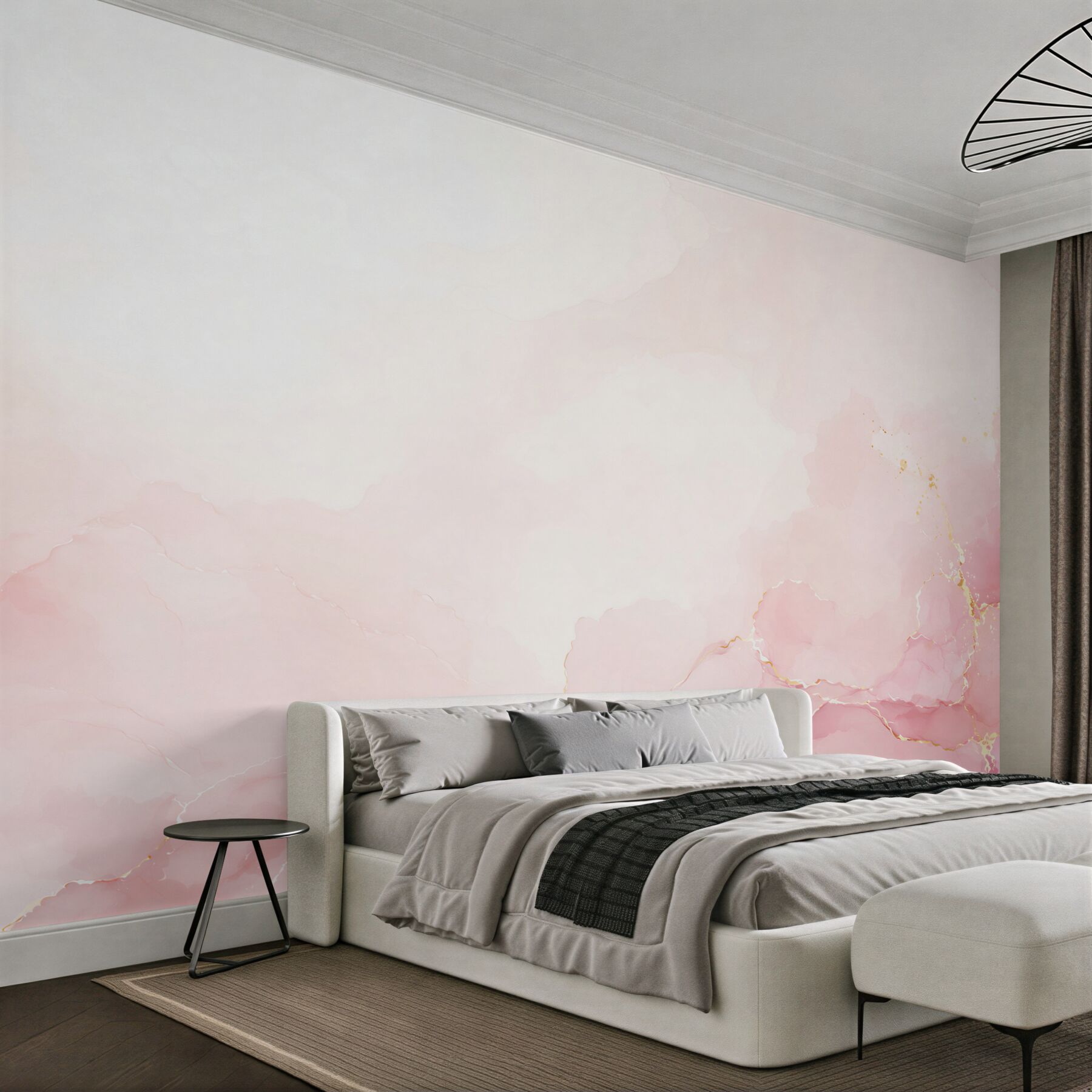 Fotobehang delicate witte en roze marmer