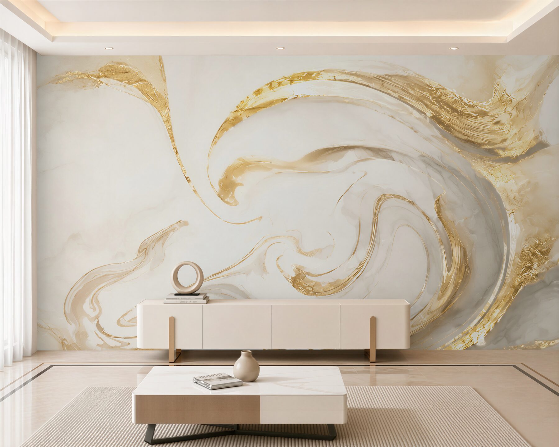 Fotobehang luxe zwart-gouden marmertextuur