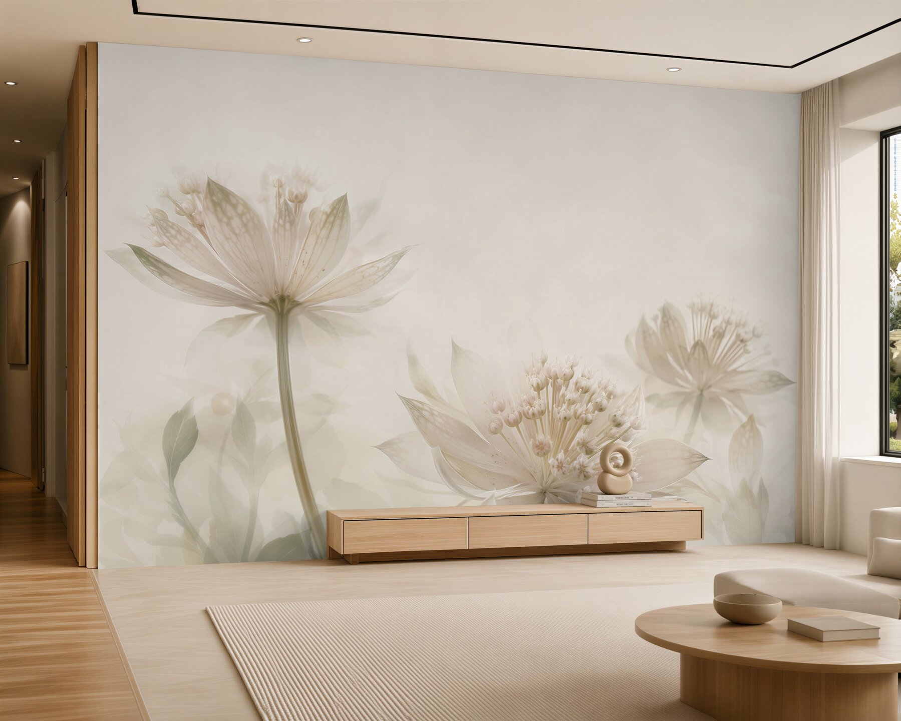 Fotobehang zwart-witte lotus bloemen