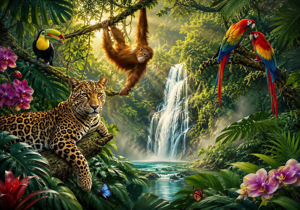 Fotobehang bewoners van de bosjungle