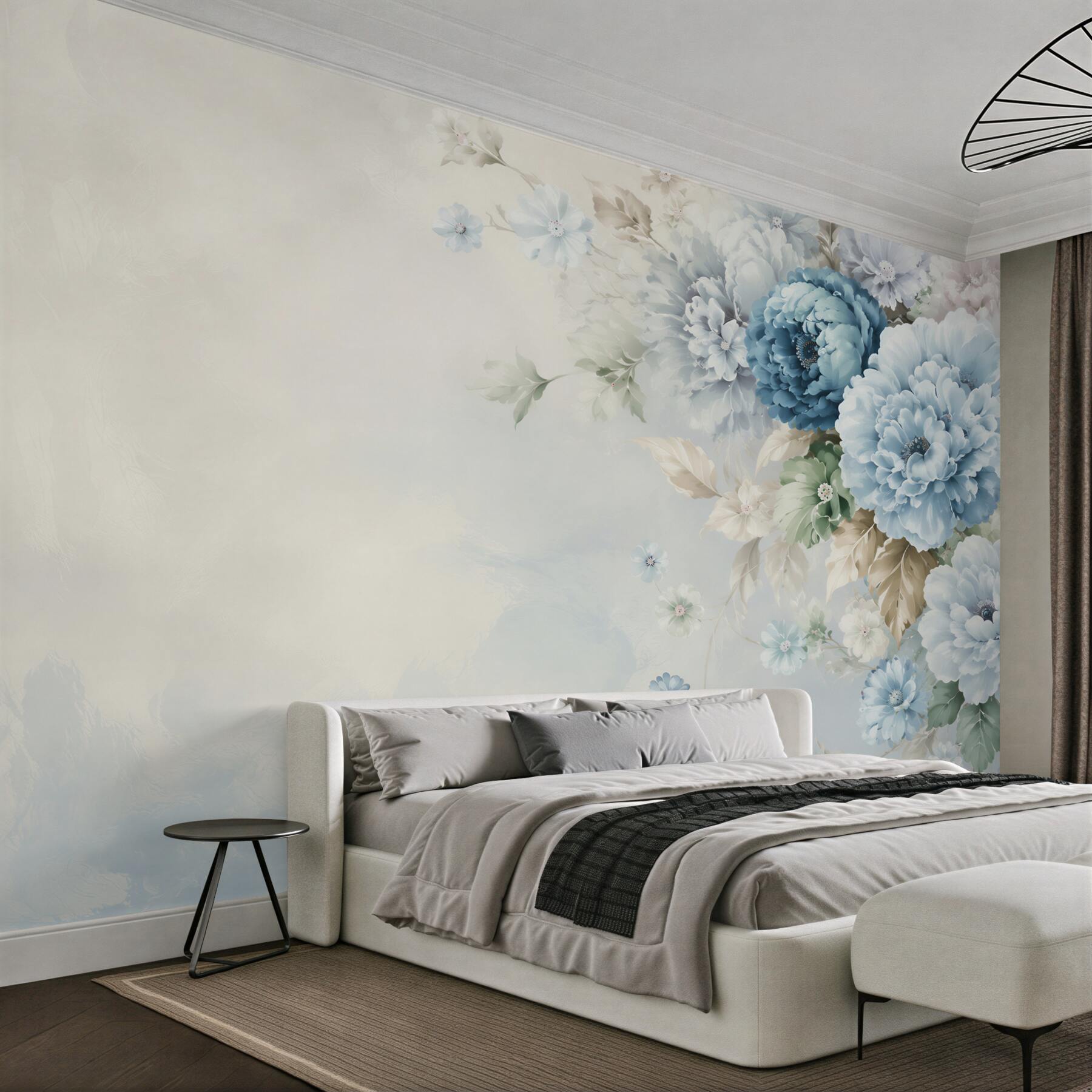 Fotobehang compositie van paarse en blauwe bloemen
