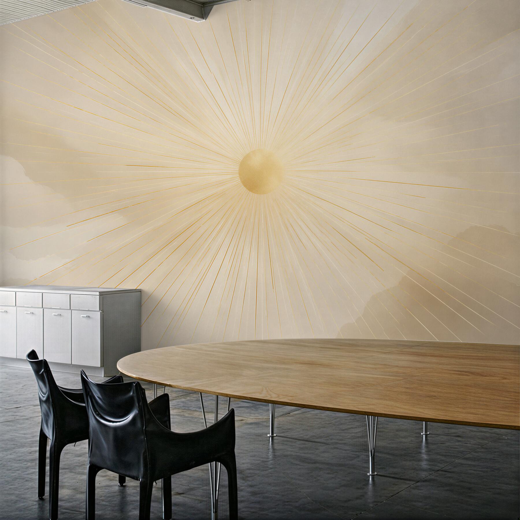 Fotobehang heldere stralen van de ondergang van de zon