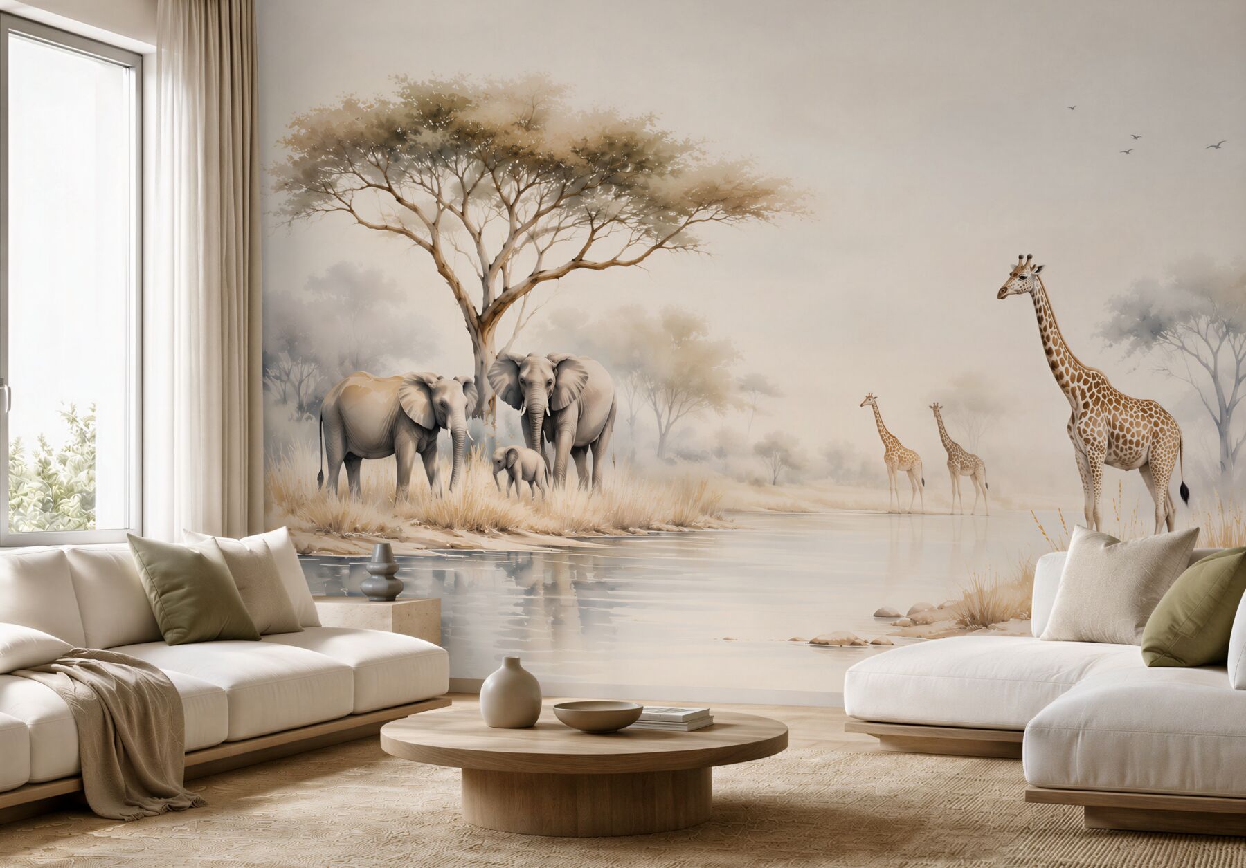 Fotobehang Afrikaanse dieren bij de waterplaats