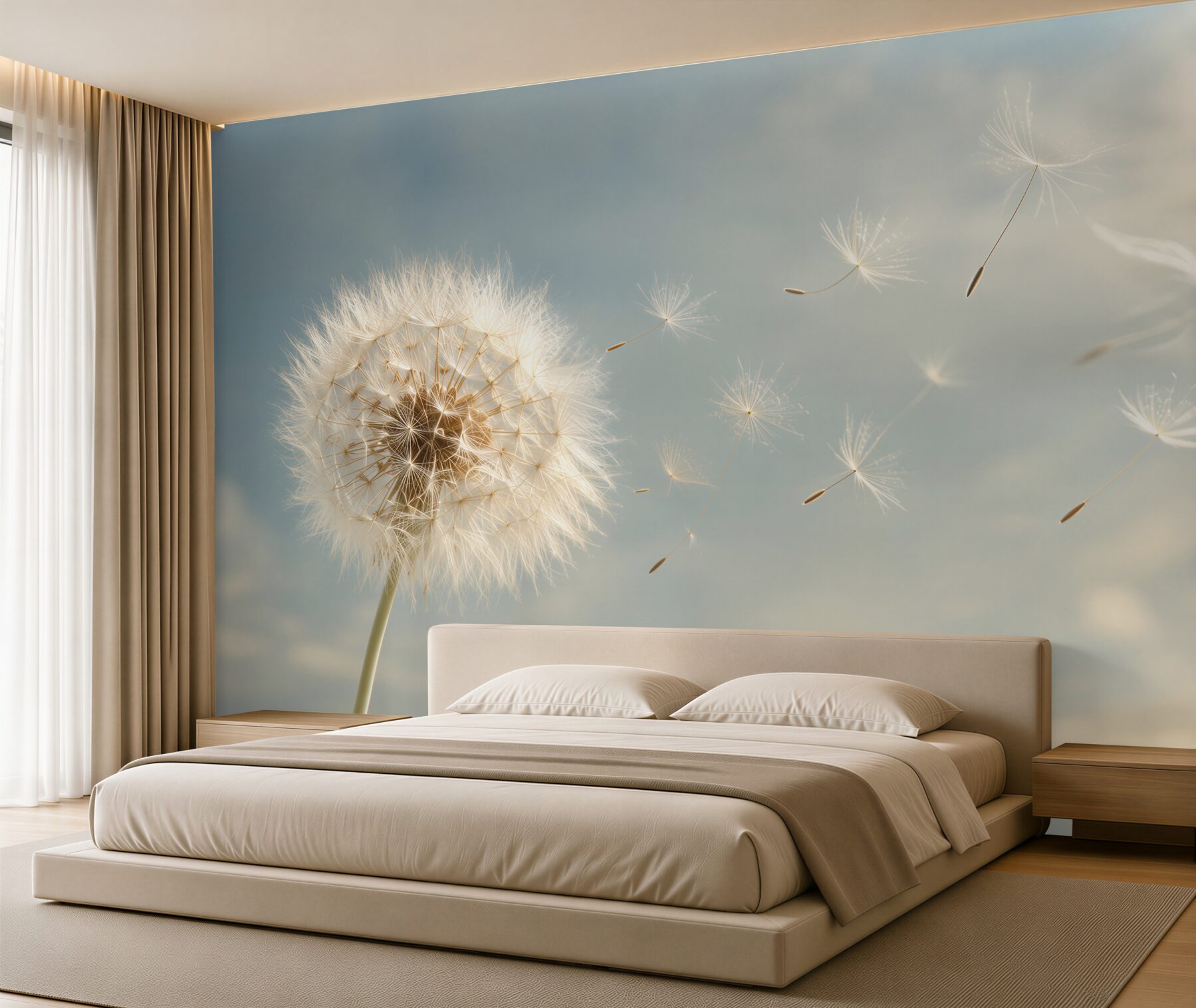 Fotobehang luchtfoto van paardenbloem bloemen