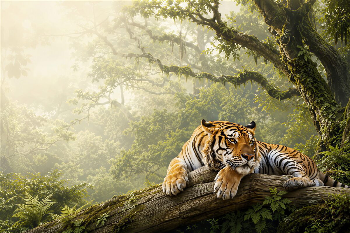 Fotobehang tijger op vakantie in de jungle