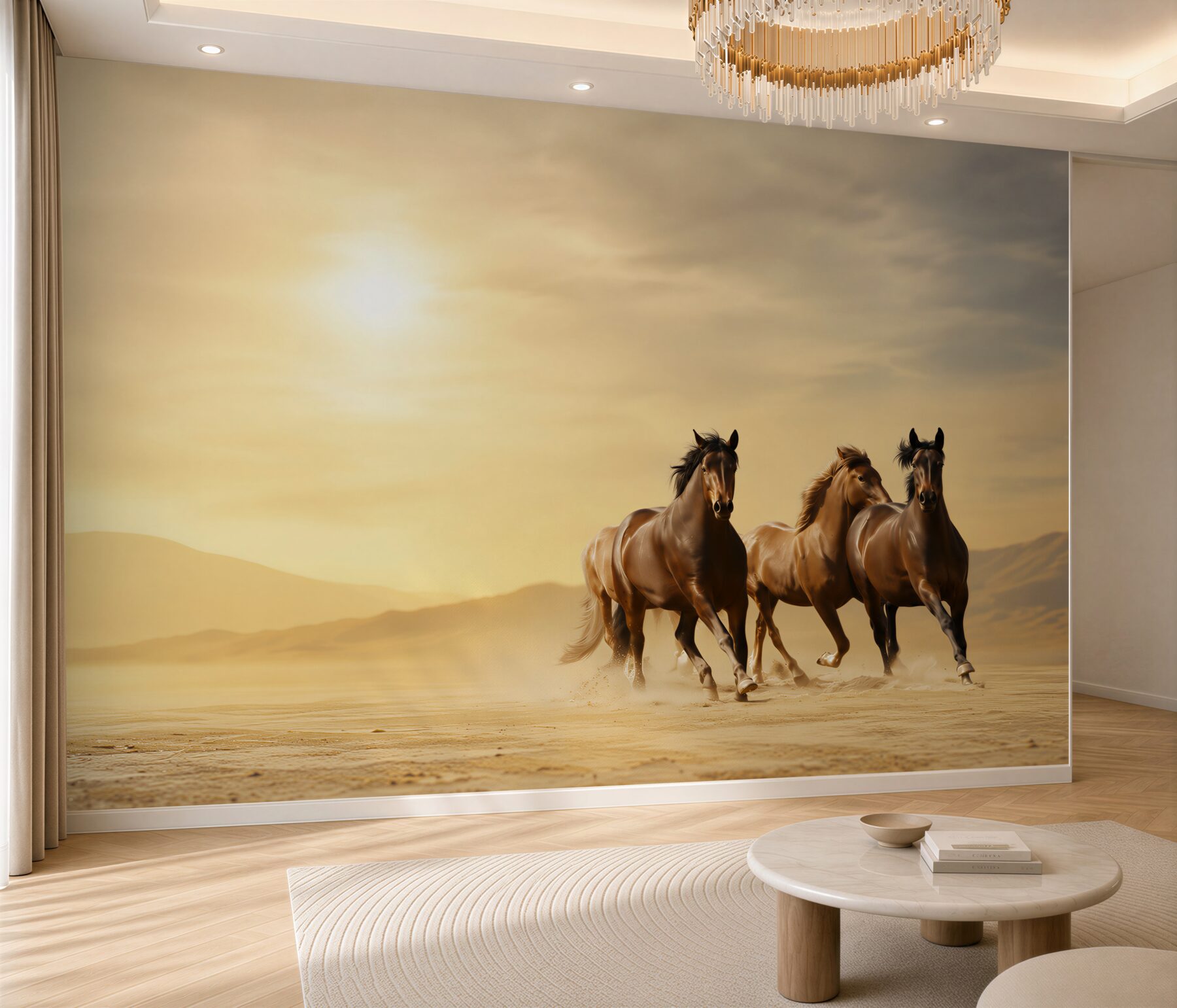 Fotobehang paarden rijdend naar het westen