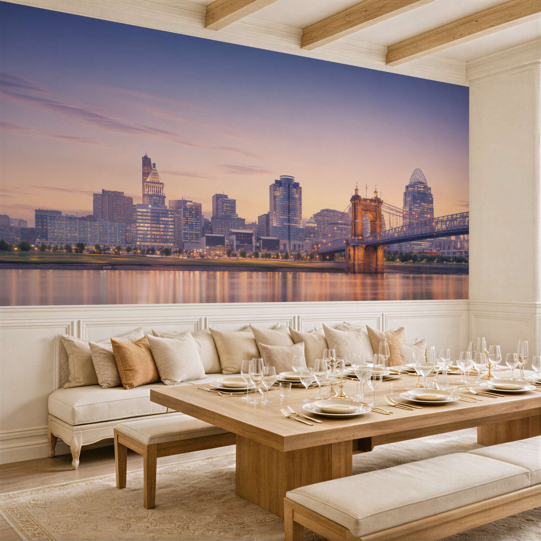 Fotobehang nachtelijke stad Cincinnati