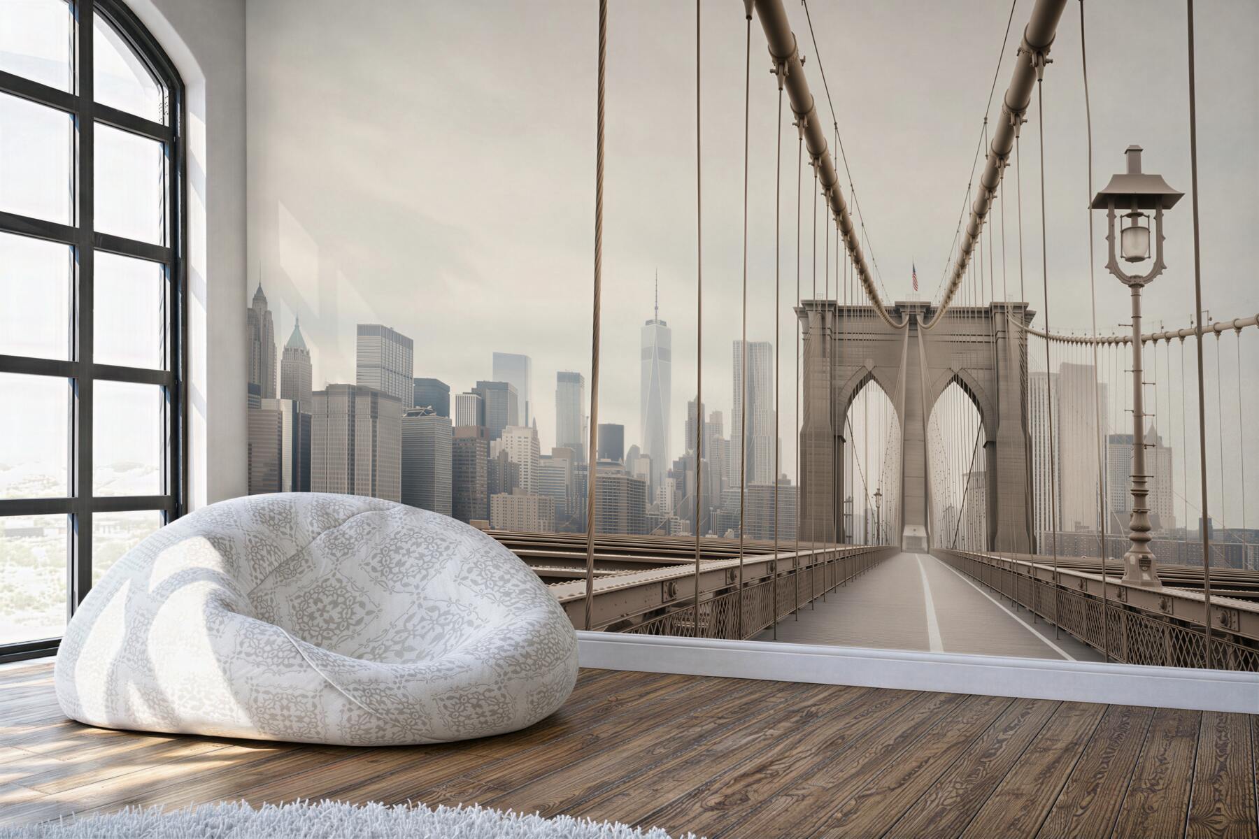 Fotobehang Brooklynbrug in zwart-wit
