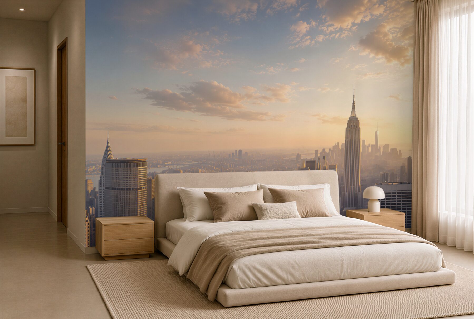 Fotobehang New York bij zonsondergang