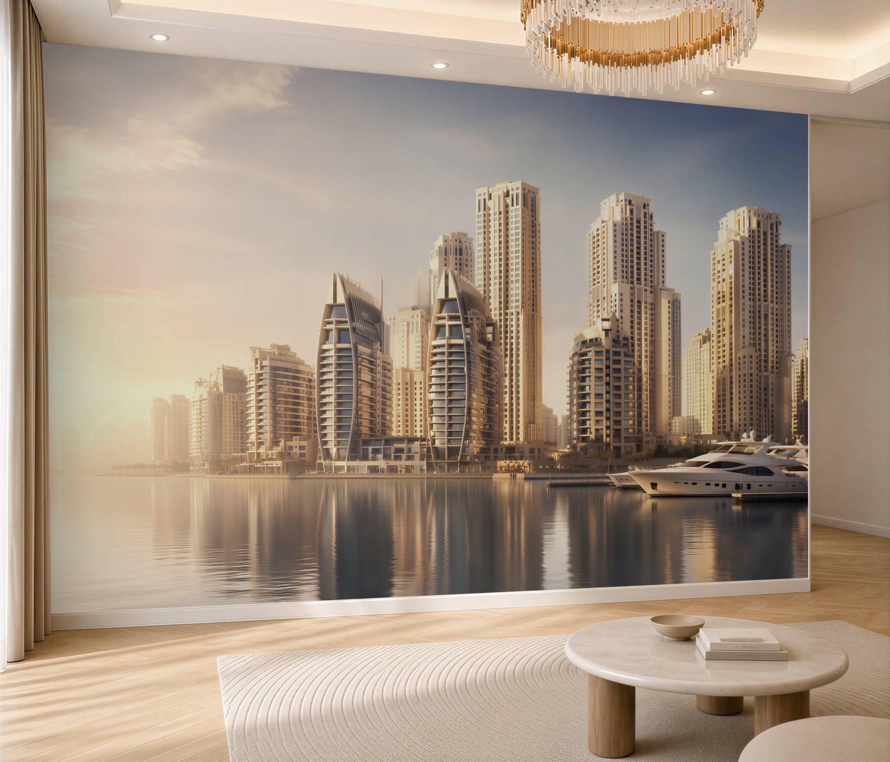 Fotobehang Nachtelijke stad Abu Dhabi